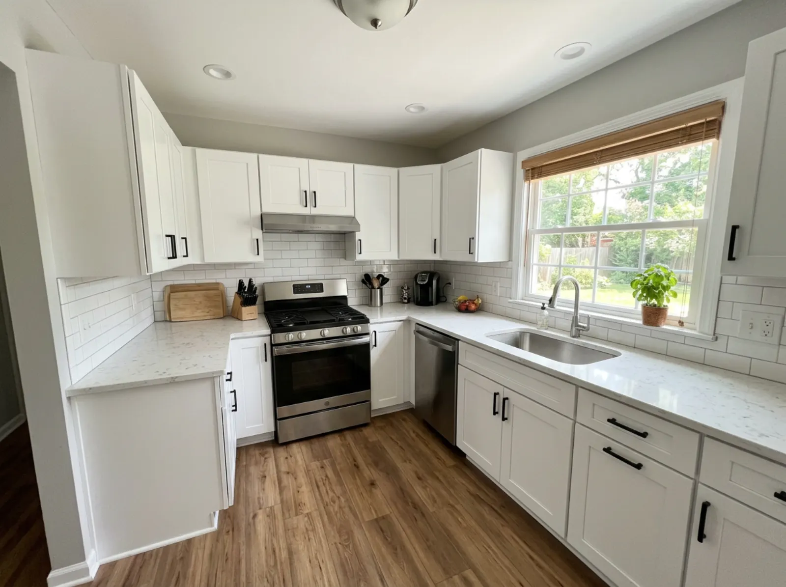 Finished kitchen remodel with new cabinets and counters